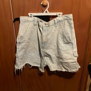 Paint splatter denim shorts